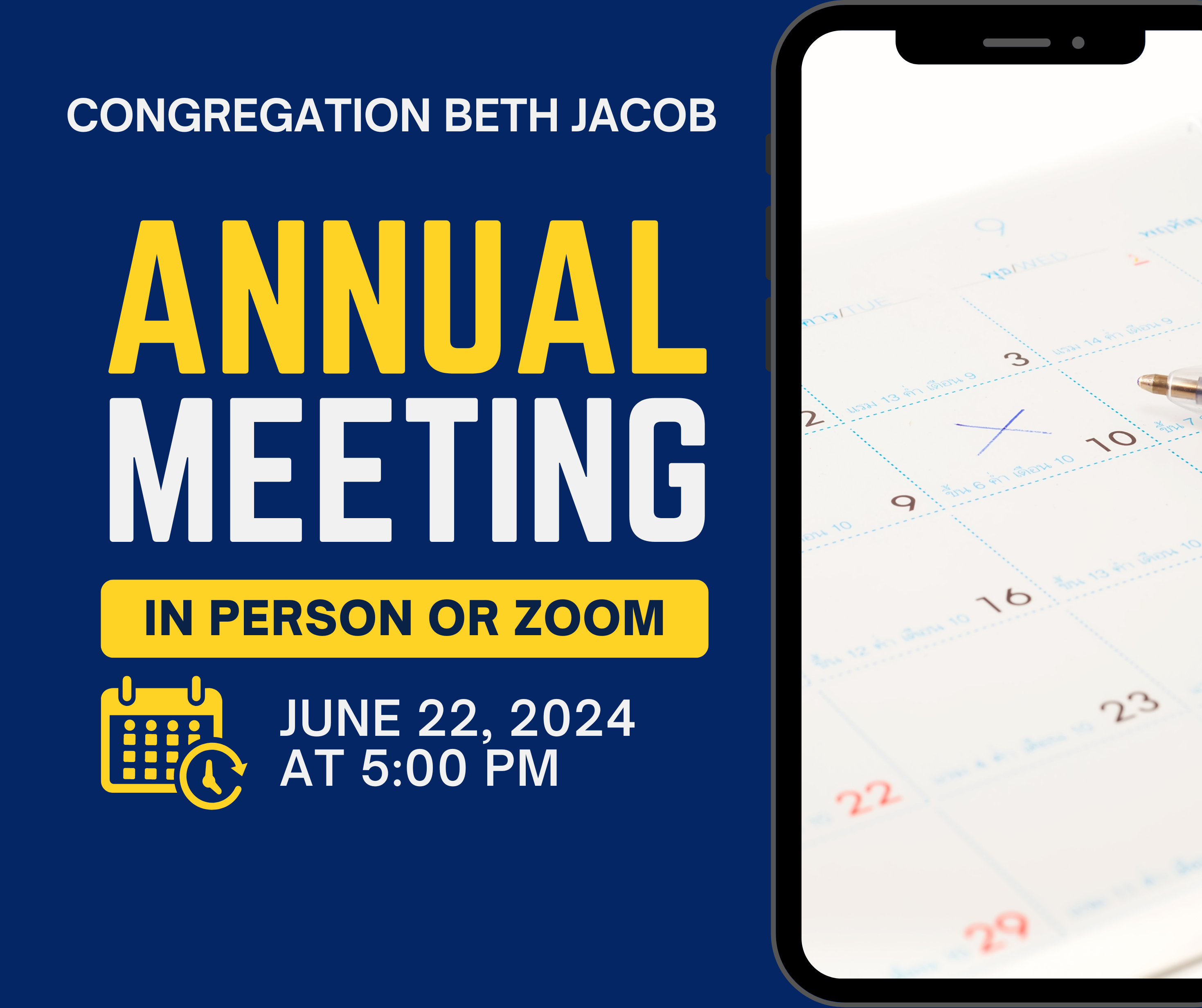 CBJ Annual Meeting (Hybrid) with Pot-Luck and Havdalah